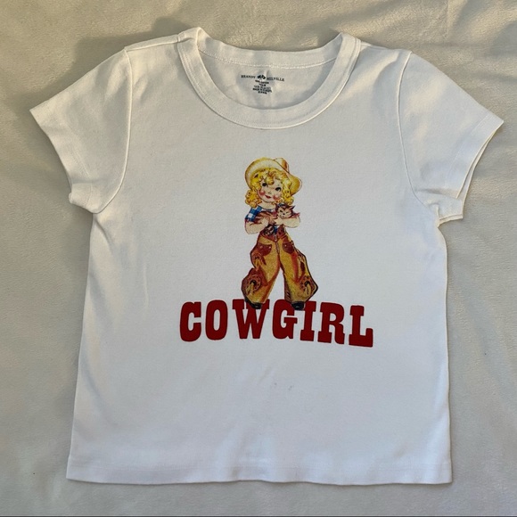brandy melville white cowgirl top